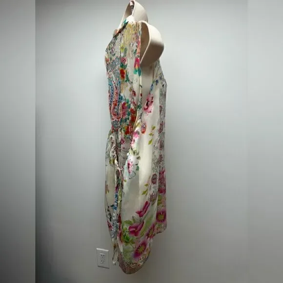 Johnny Was Floral Rayon Drawstring Tunic M